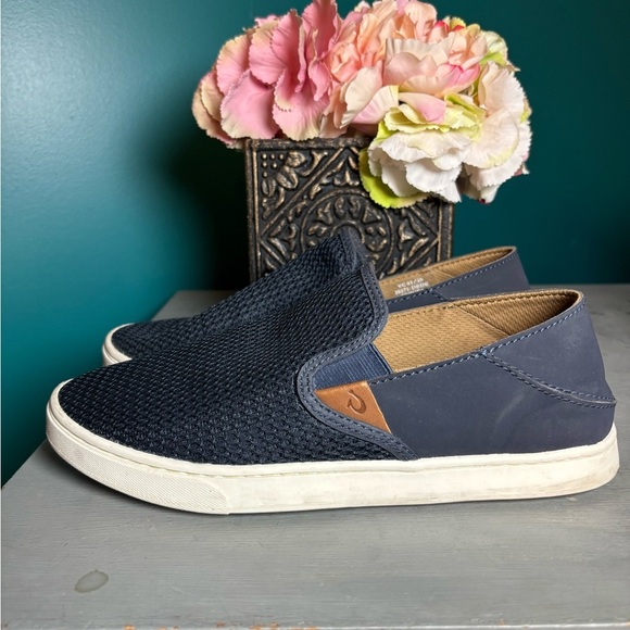 OluKai Shoes - Olukai Blue and White Slip On Loafers with Breathable Mesh Upper
